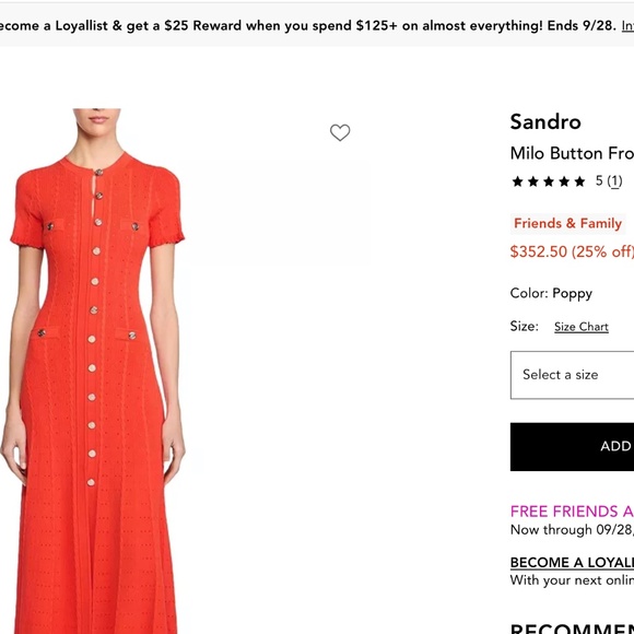 Sandro Milo Button Front Midi Dress - Picture 1 of 4